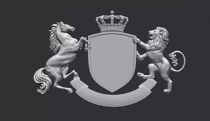 Coat of Arms Heraldic Lion and Horse Shield
