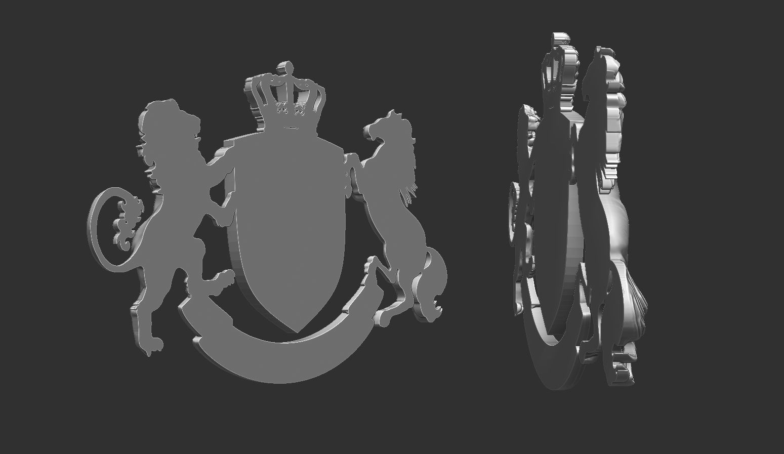 Coat of Arms Heraldic Lion and Horse Shield 3D print model_11