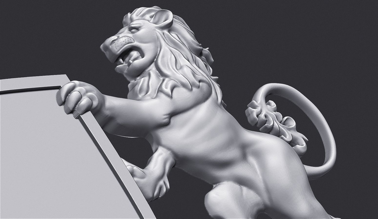 Coat of Arms Heraldic Lion and Horse Shield 3D print model_12