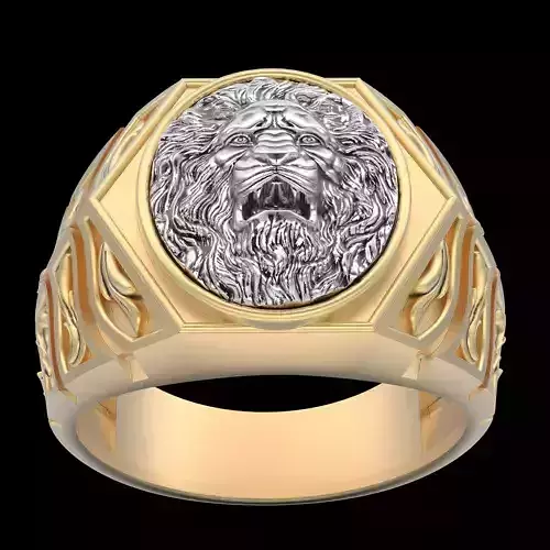 Lion ring silver gild  jewelry printable 3D model