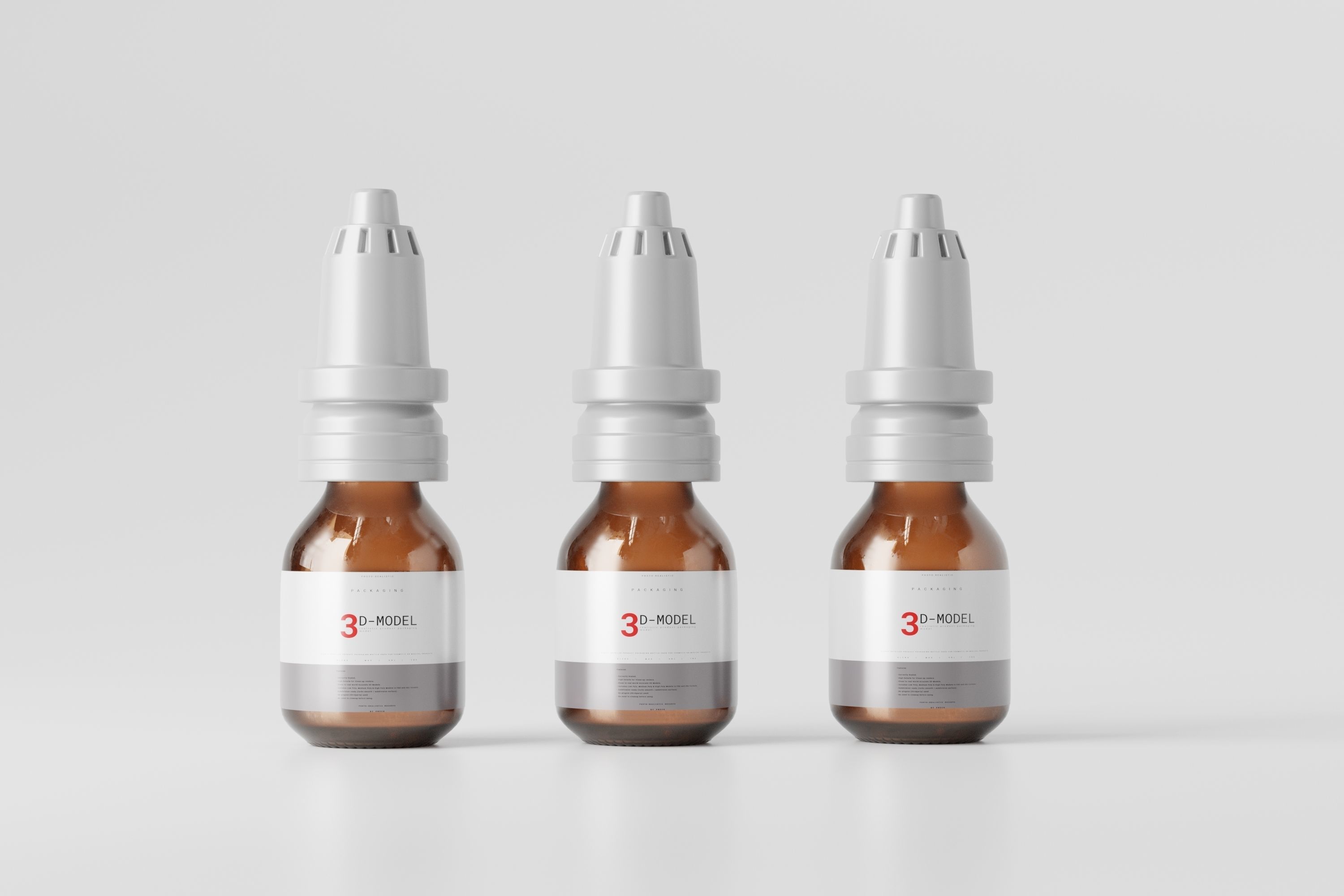 brown glass bottle for medicine pills or liquids Low-poly 3D model_1