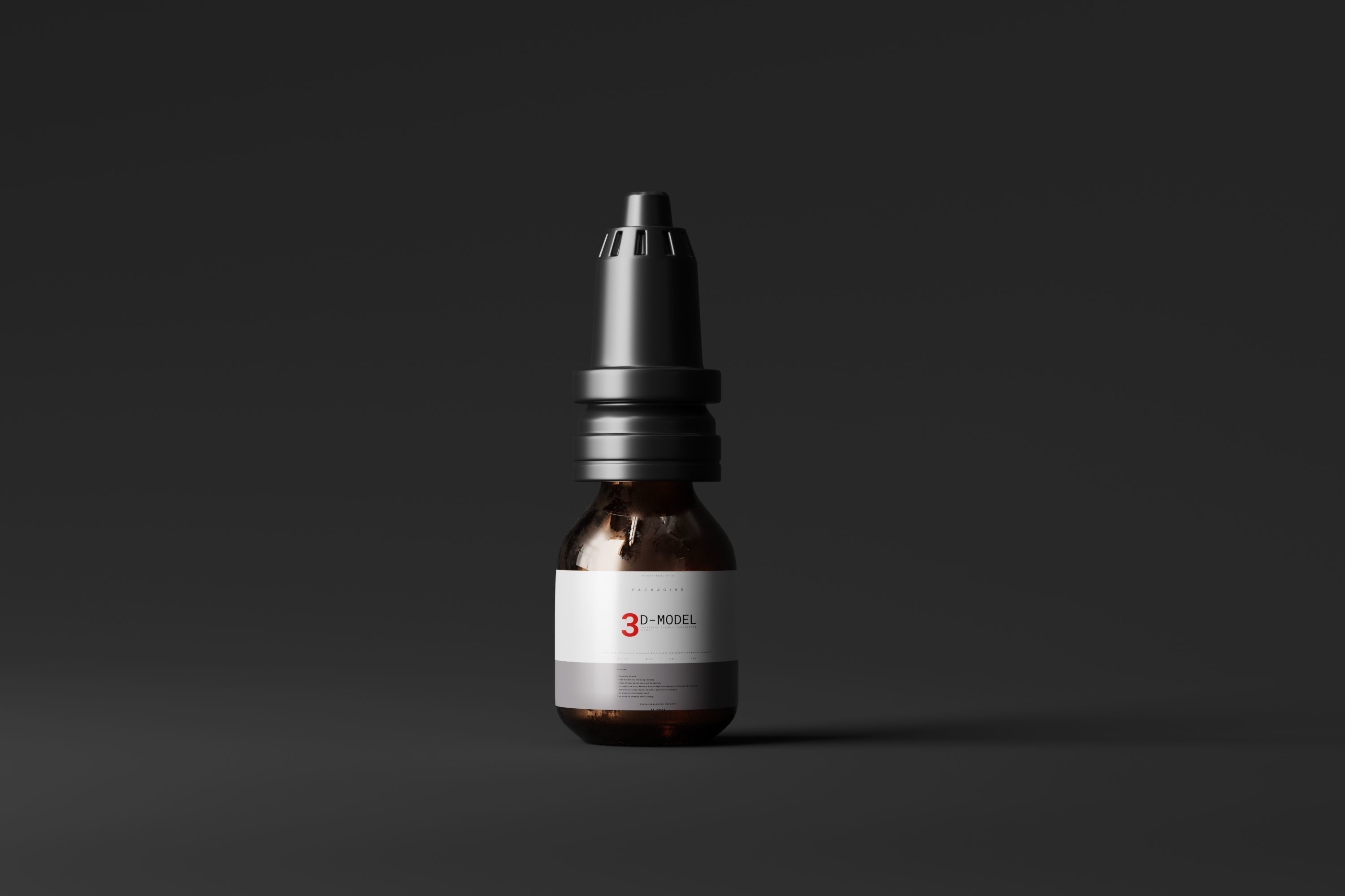 brown glass bottle for medicine pills or liquids Low-poly 3D model_7