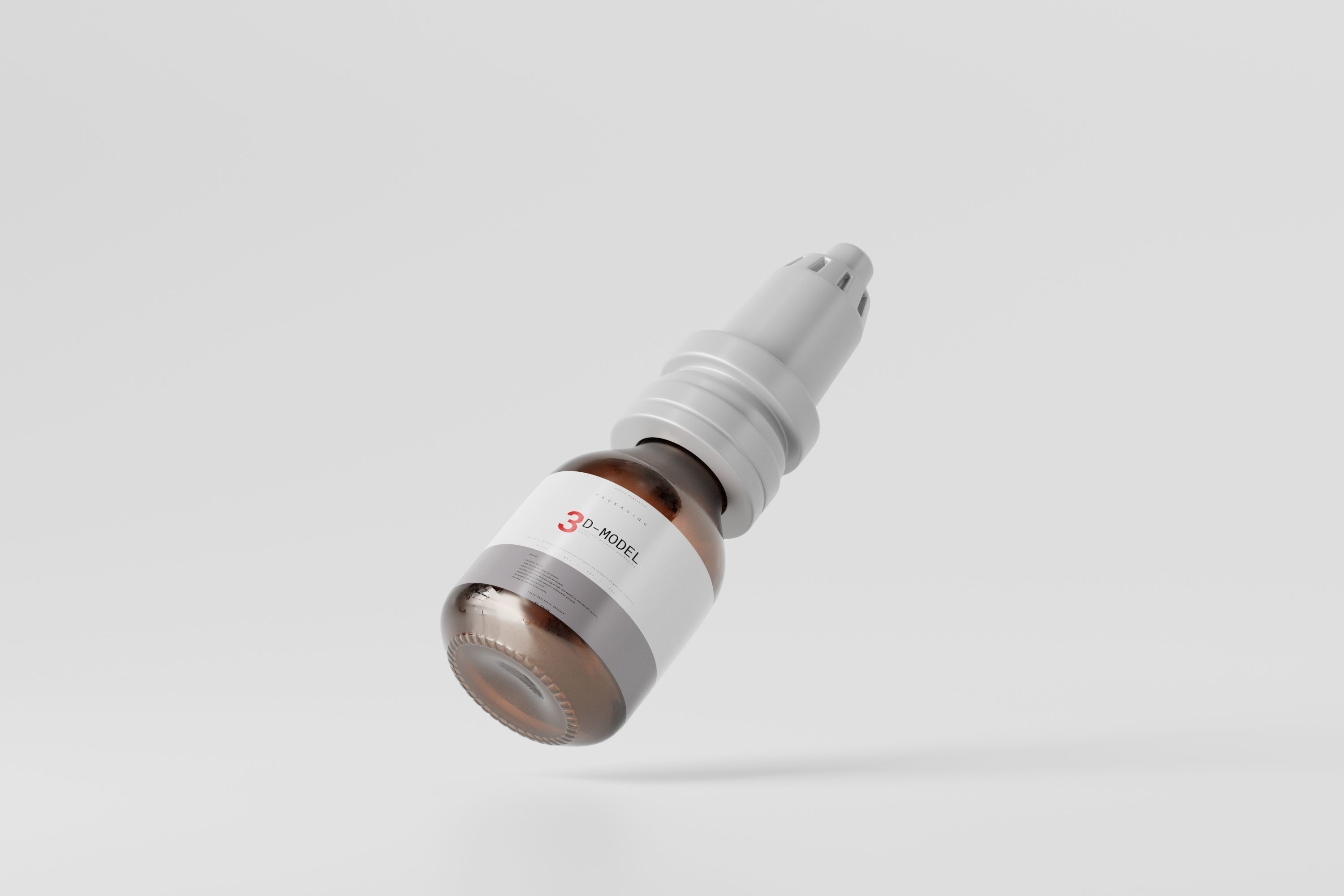 brown glass bottle for medicine pills or liquids Low-poly 3D model_3