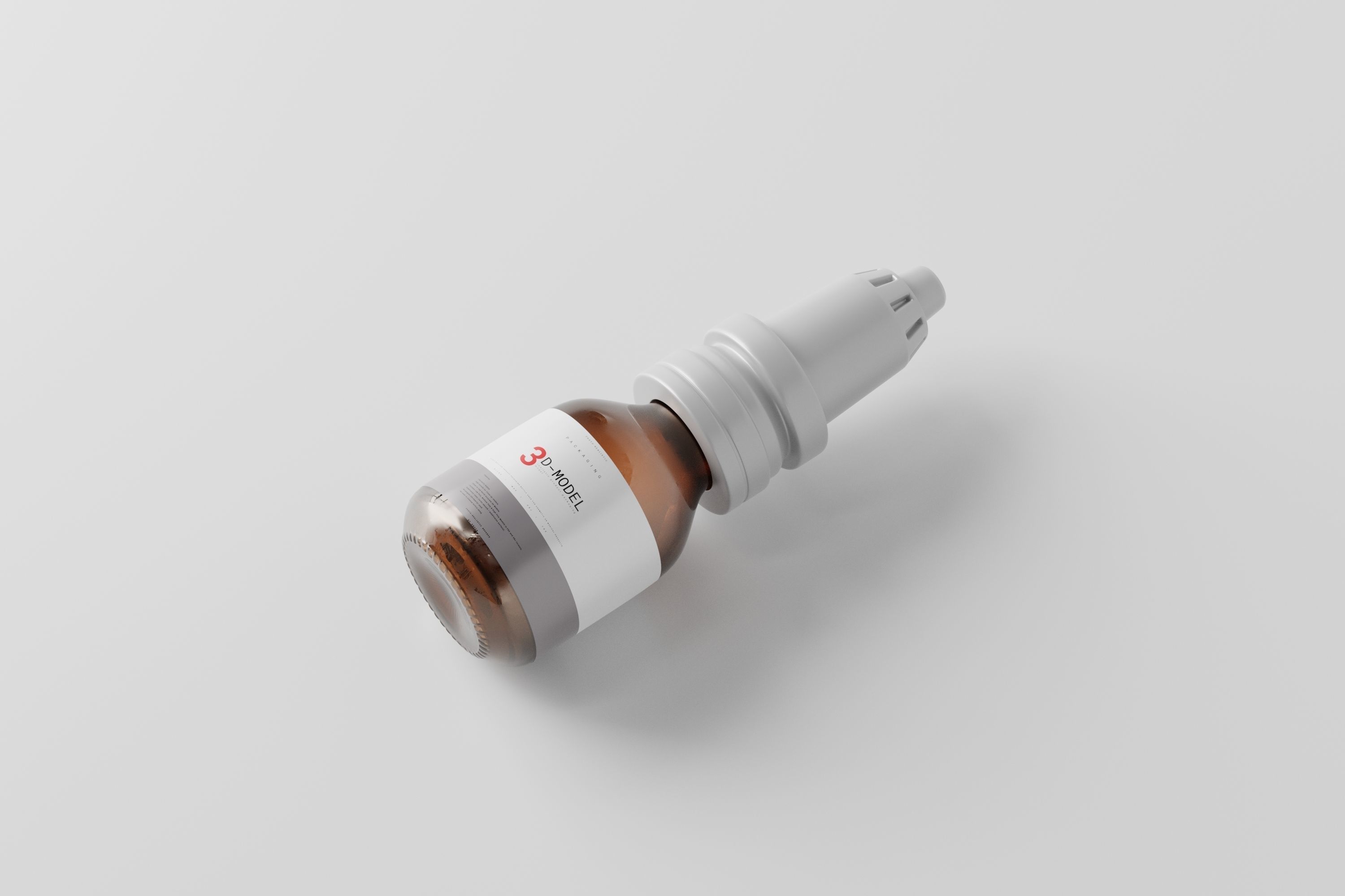 brown glass bottle for medicine pills or liquids Low-poly 3D model_4