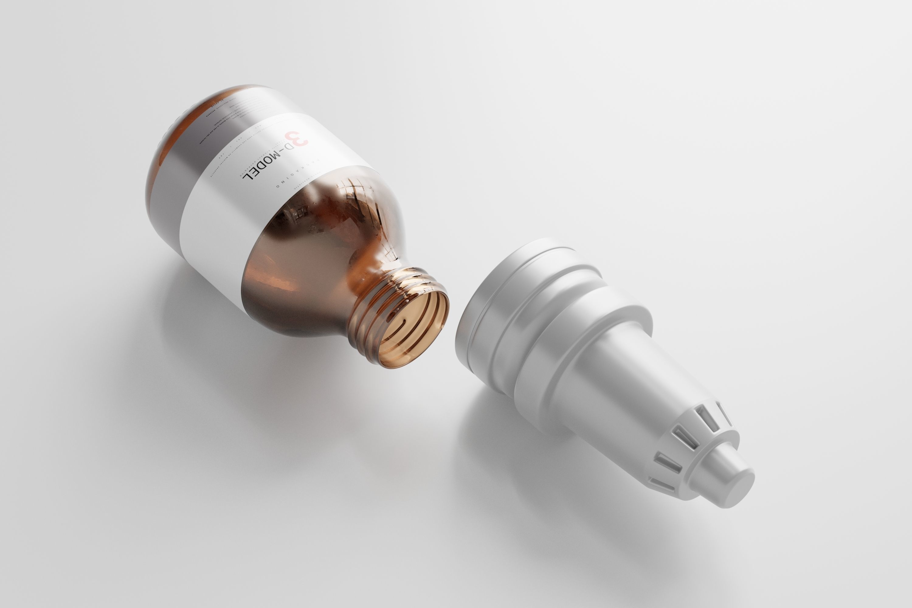 brown glass bottle for medicine pills or liquids Low-poly 3D model_6