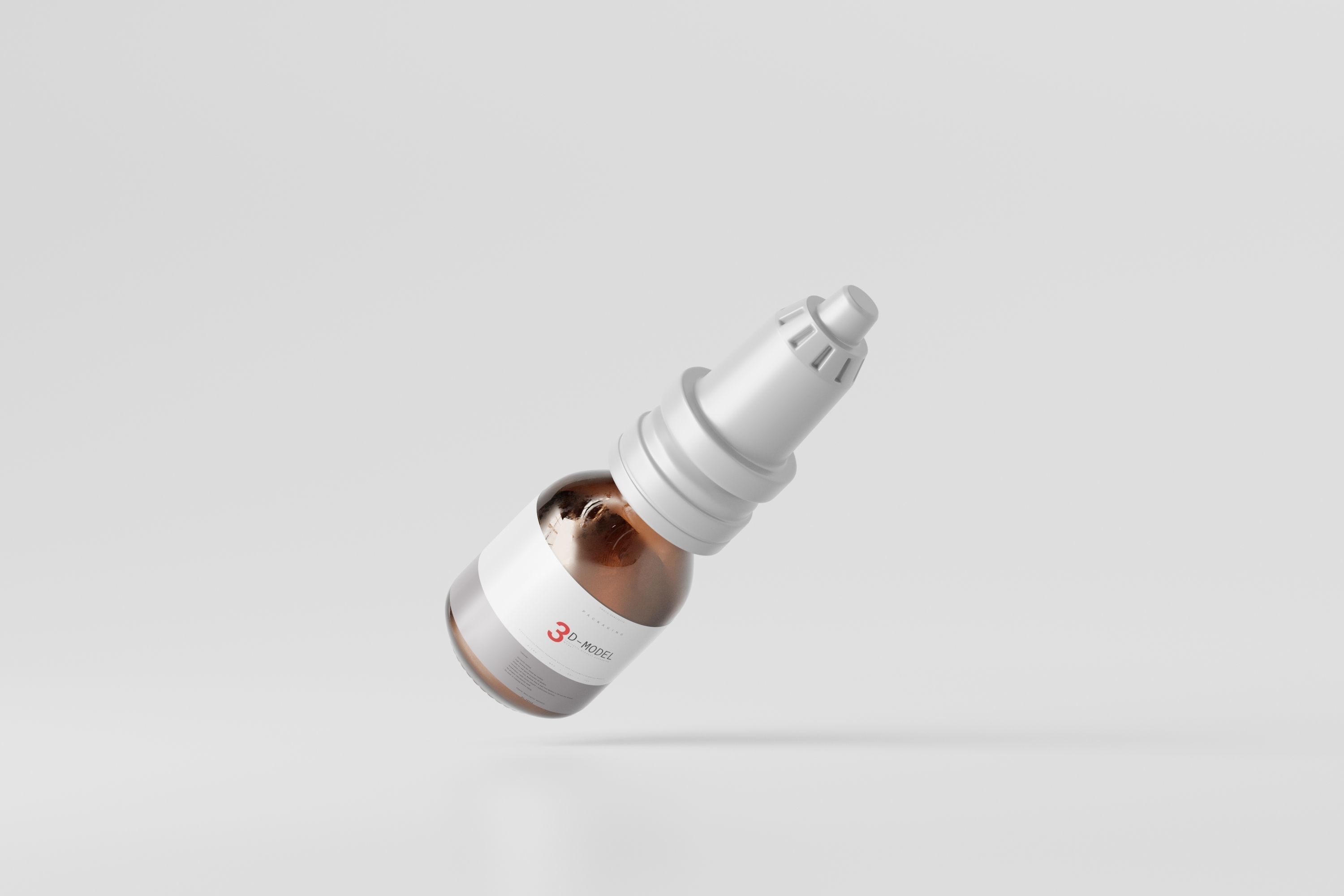 brown glass bottle for medicine pills or liquids Low-poly 3D model_2