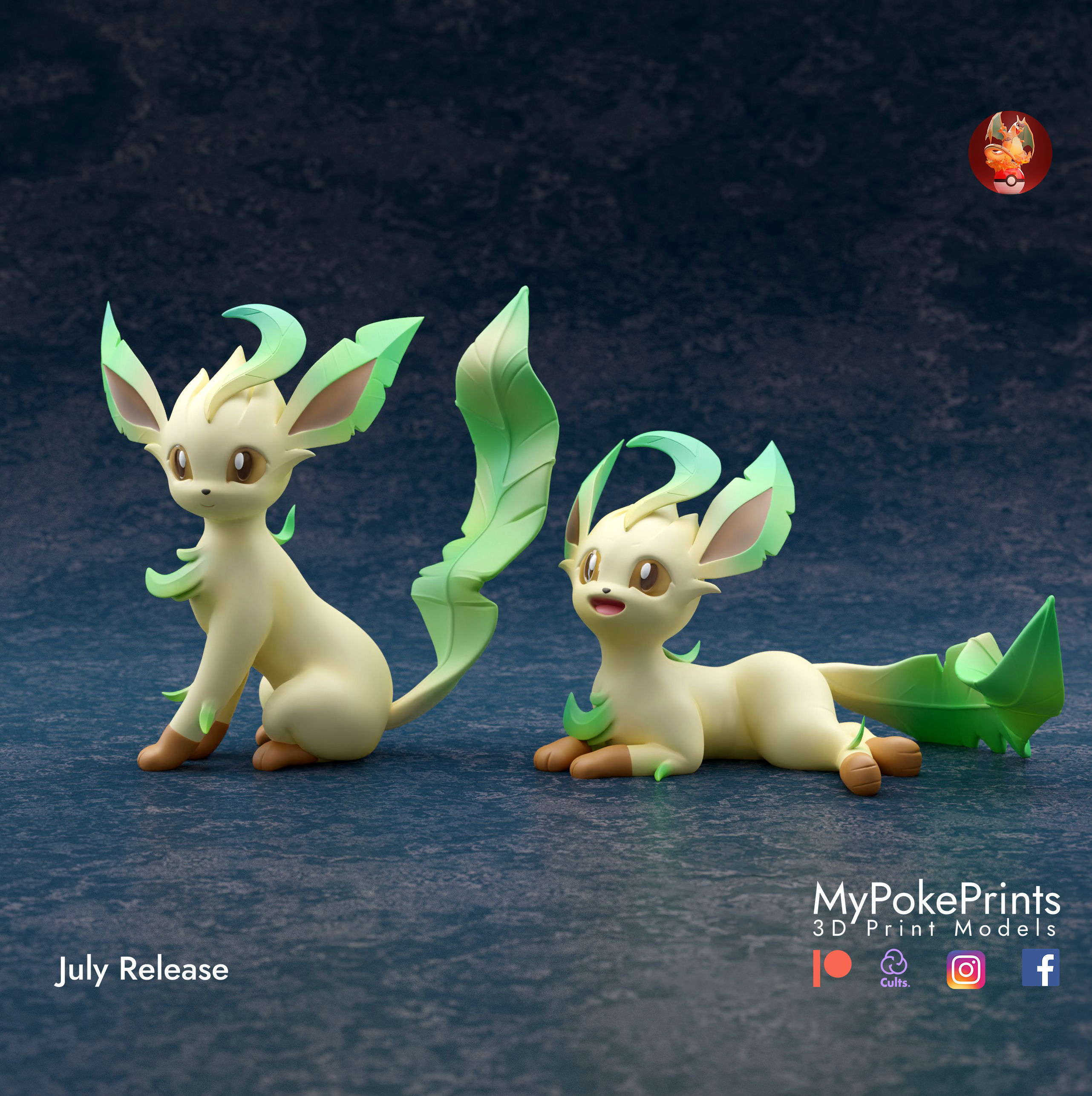 LEAFEON 2 POSES - PRE-SUPPORTED POKEMON 3D print model_1