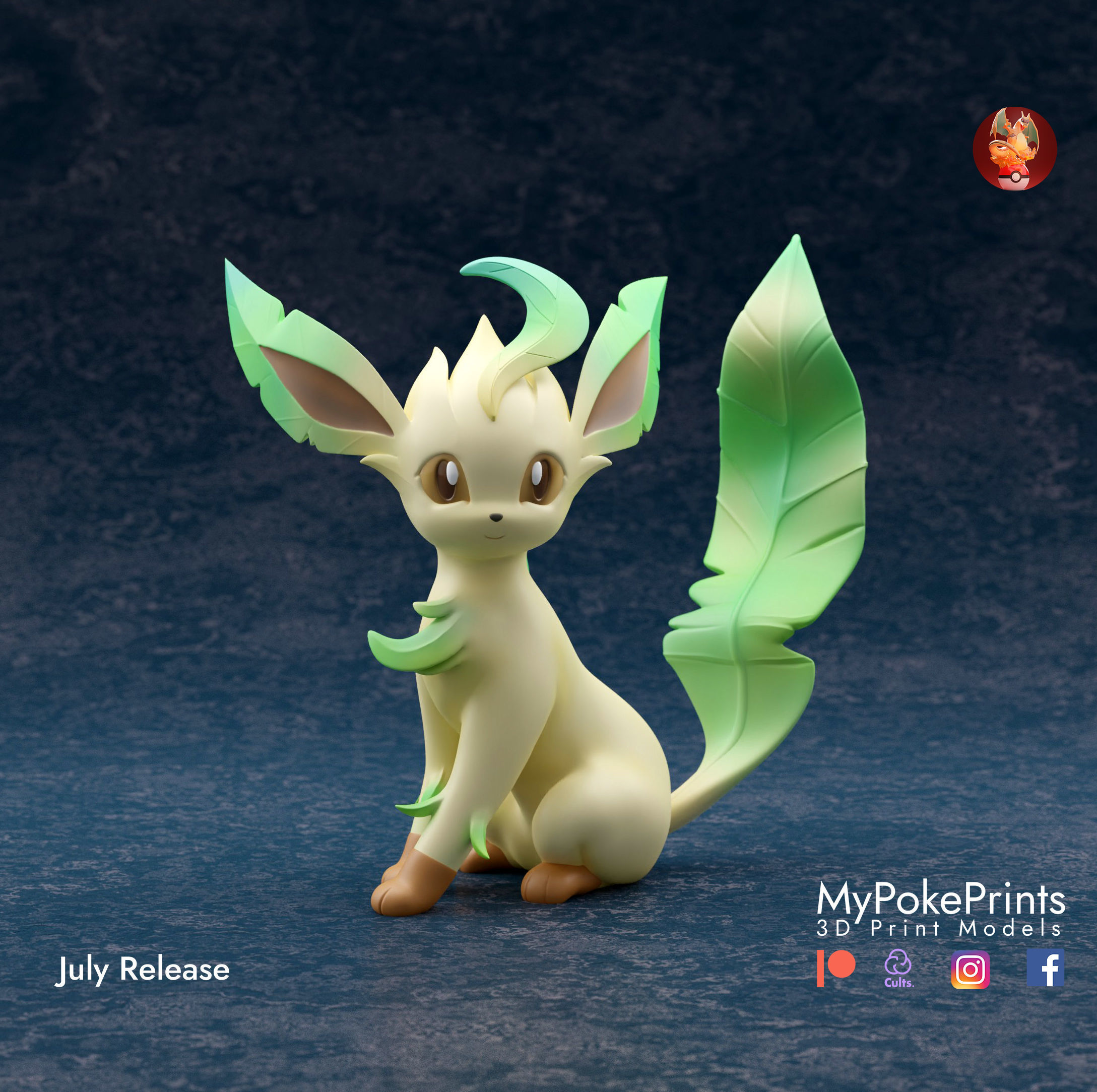 LEAFEON 2 POSES - PRE-SUPPORTED POKEMON 3D print model_3