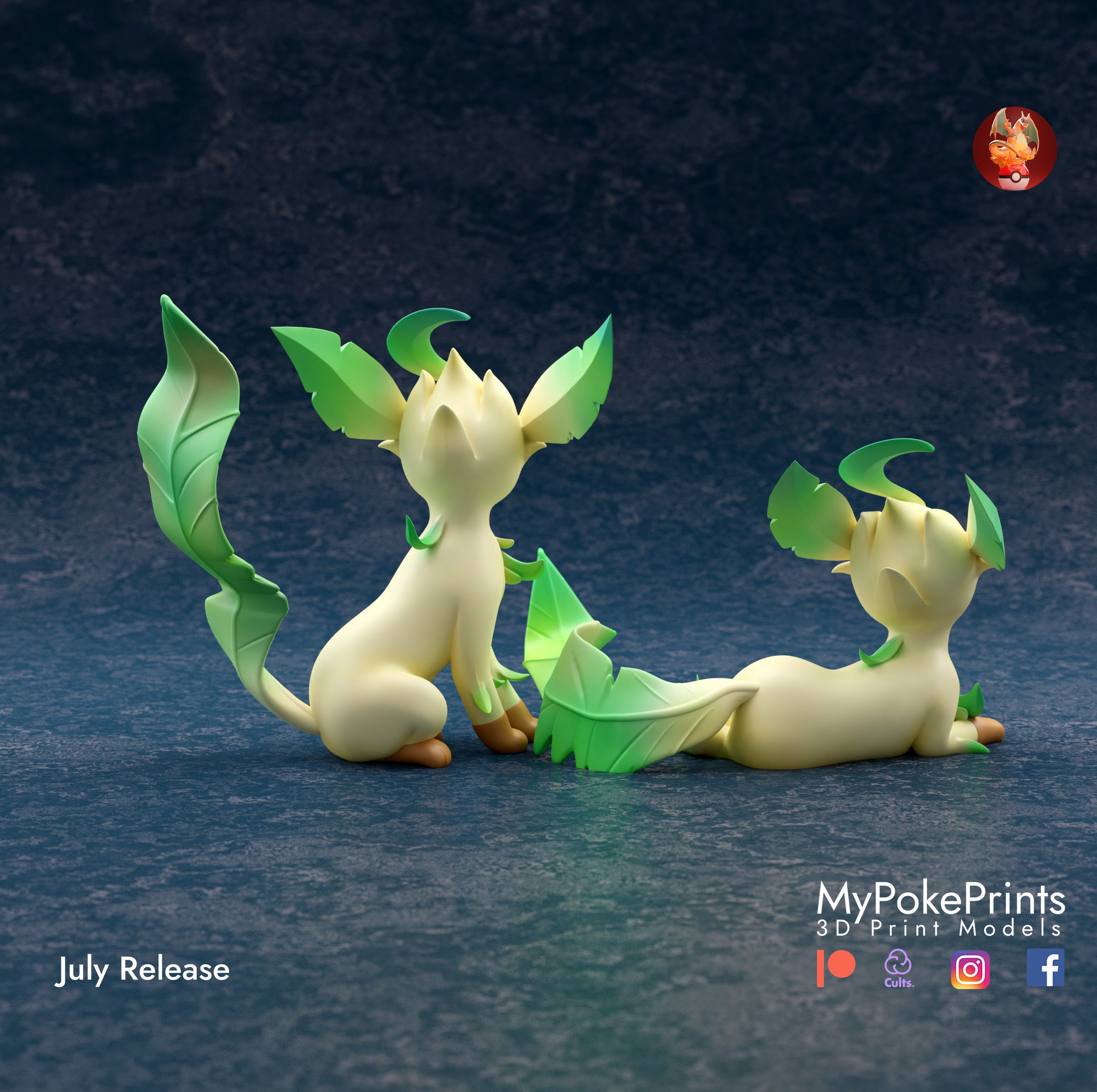 LEAFEON 2 POSES - PRE-SUPPORTED POKEMON 3D print model_2