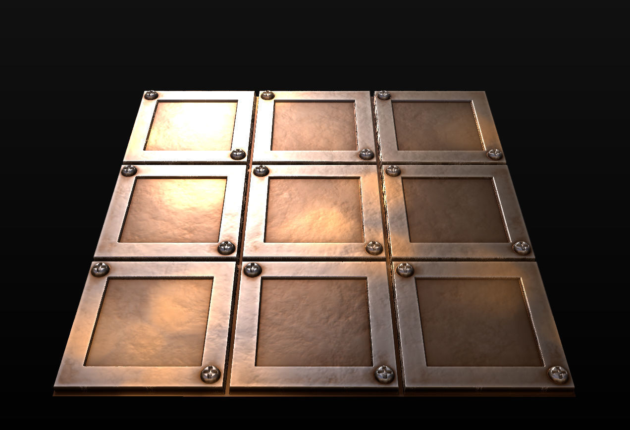 10 Seamless Metal Panels and Grids PBR Materials - Set 2 Texture_17