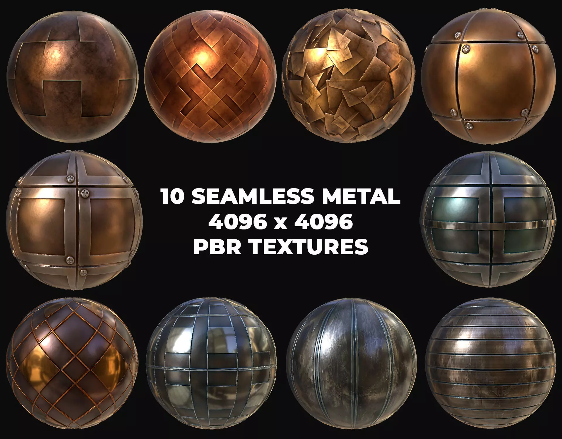 10 Seamless Metal Panels and Grids PBR Materials - Set 2 Texture_0