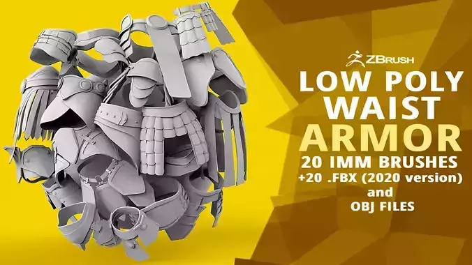 20 Low-poly medieval fantasy waist armor base mesh IMM brush 3D model