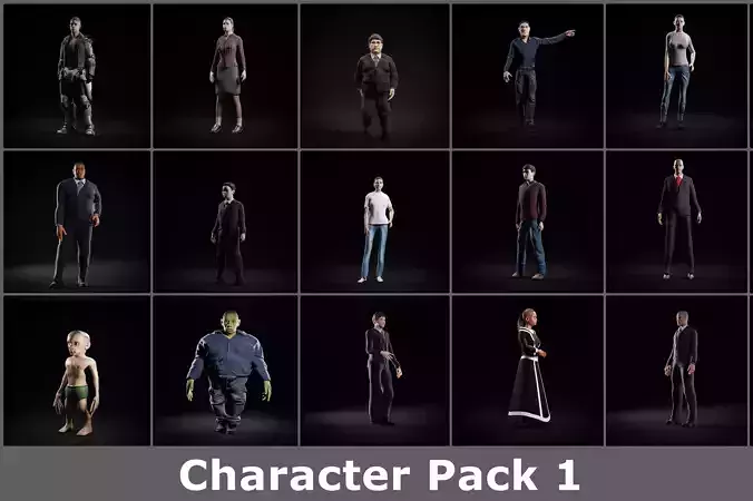 Character Pack 1 Game ready Low-poly 3D model