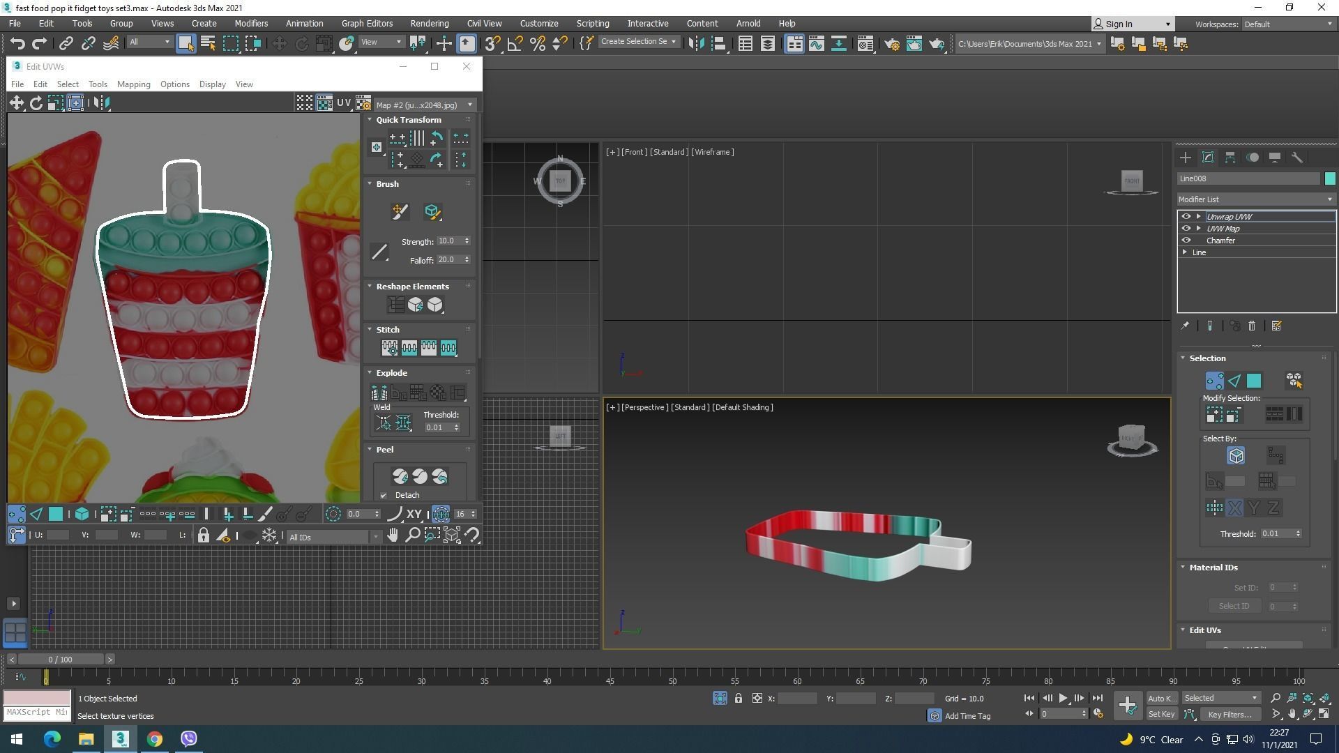 Fast Food Pop it Fidget Toys Set 3D model_24