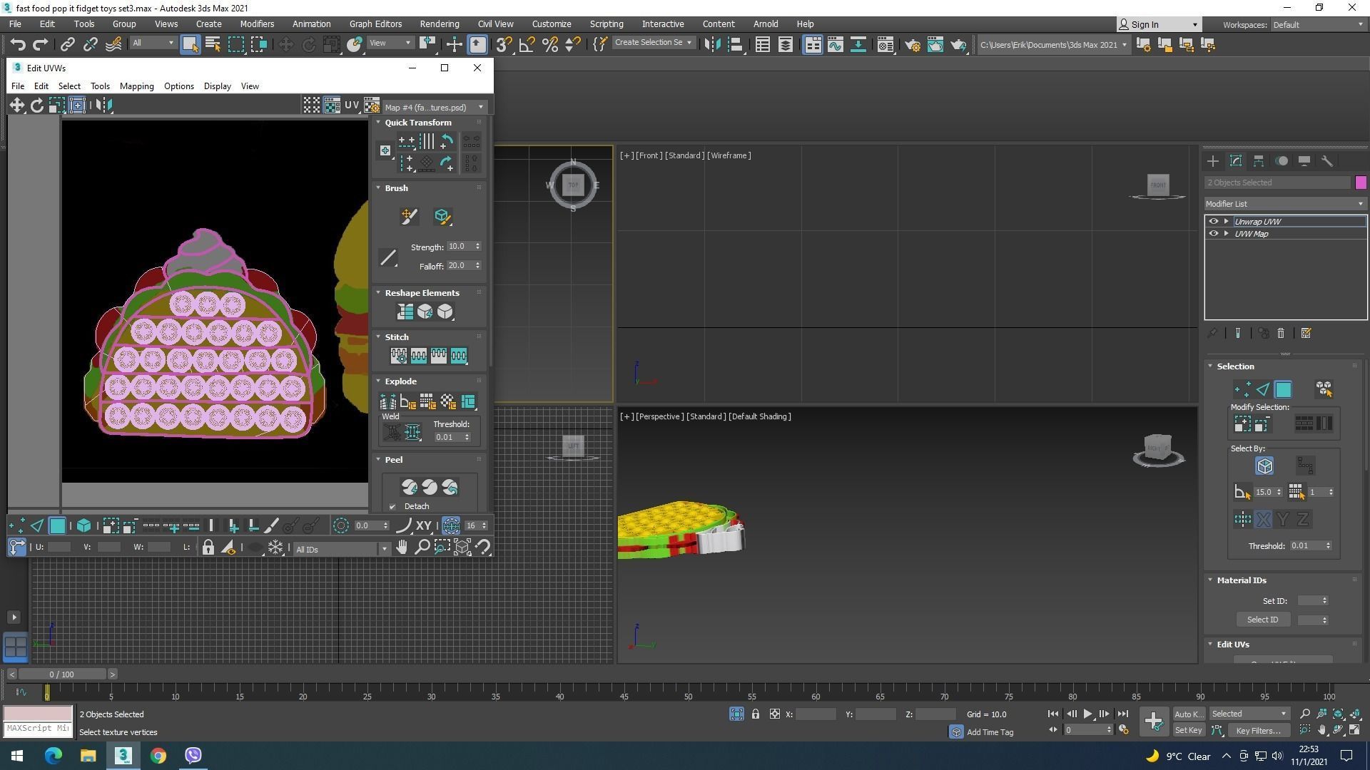 Fast Food Pop it Fidget Toys Set 3D model_29