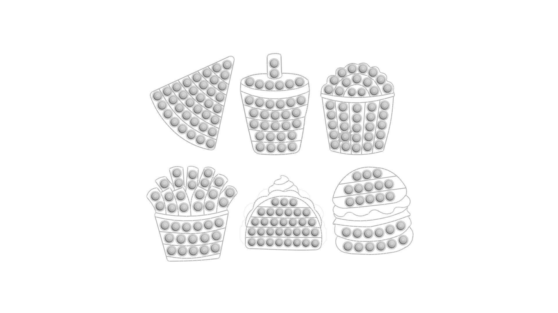 Fast Food Pop it Fidget Toys Set 3D model_18
