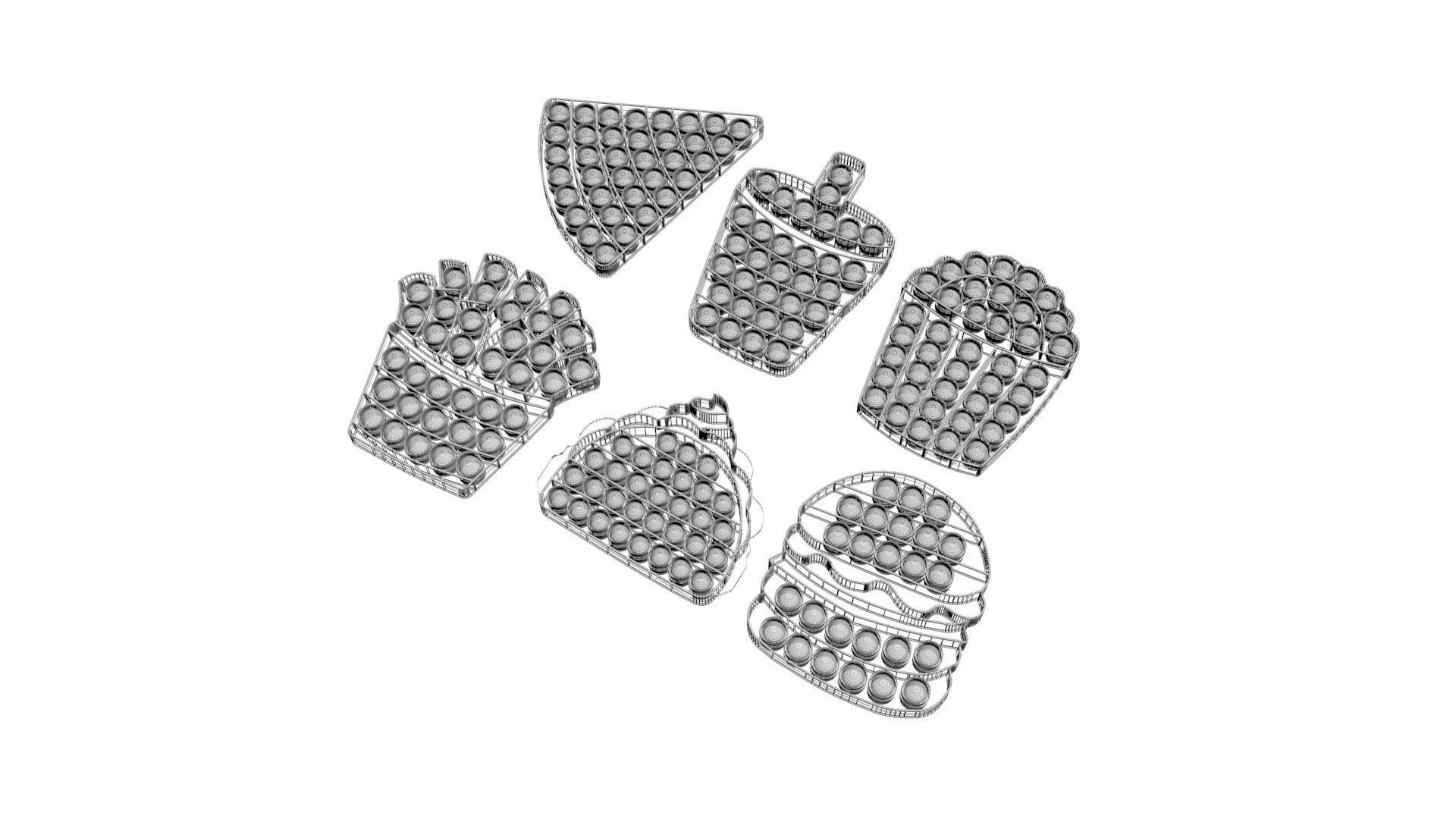 Fast Food Pop it Fidget Toys Set 3D model_11