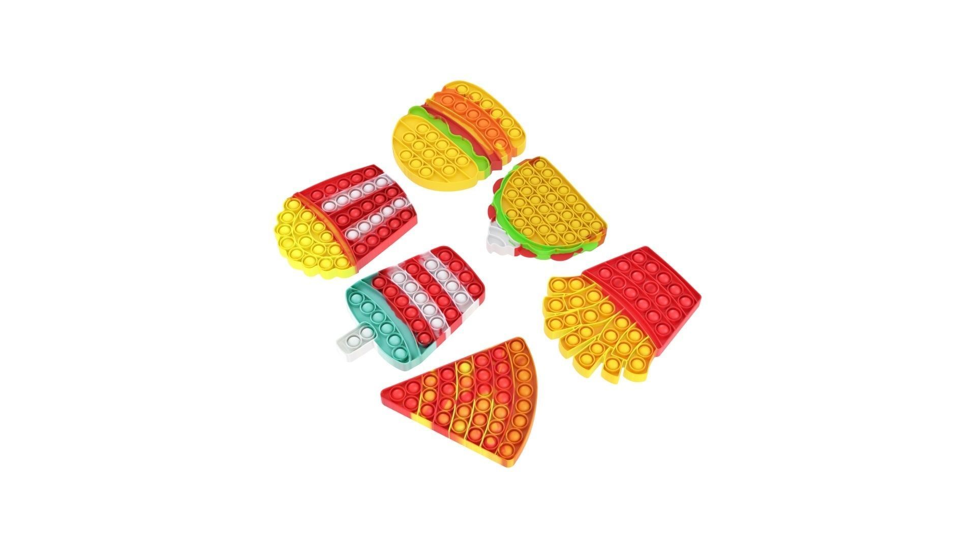 Fast Food Pop it Fidget Toys Set 3D model_3