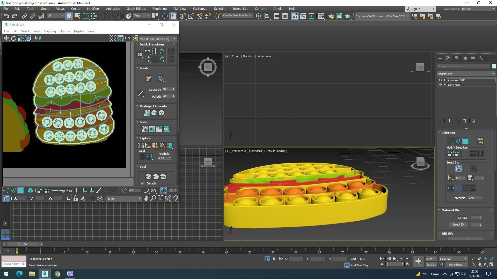 Fast Food Pop it Fidget Toys Set 3D model_32