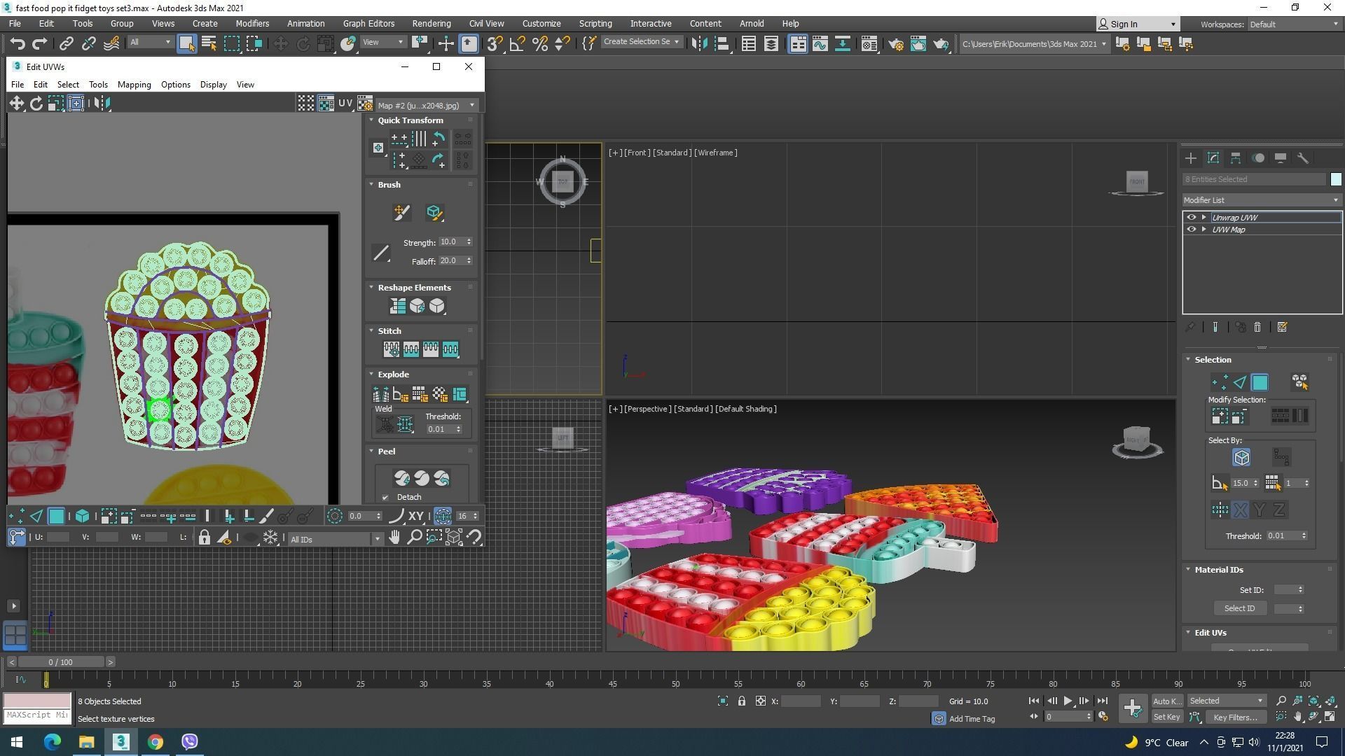 Fast Food Pop it Fidget Toys Set 3D model_25
