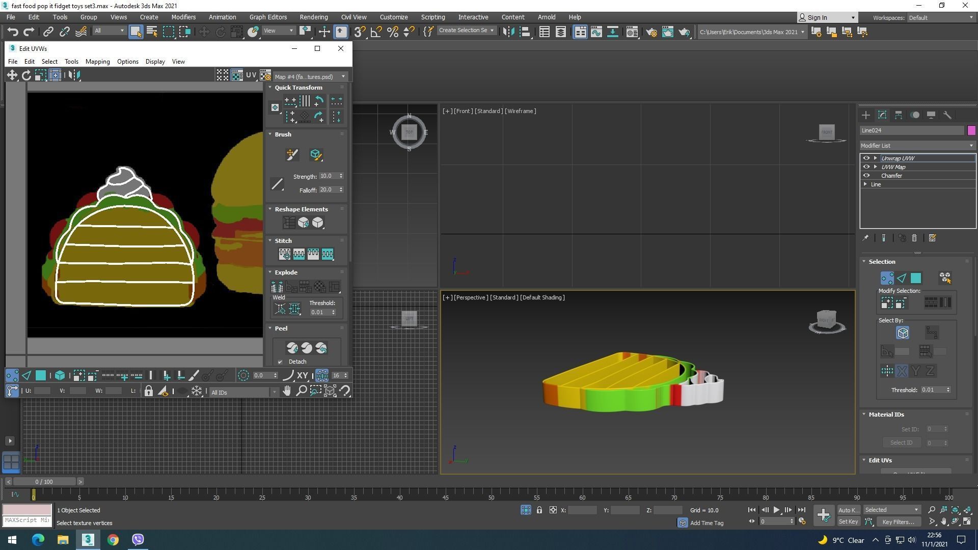 Fast Food Pop it Fidget Toys Set 3D model_30