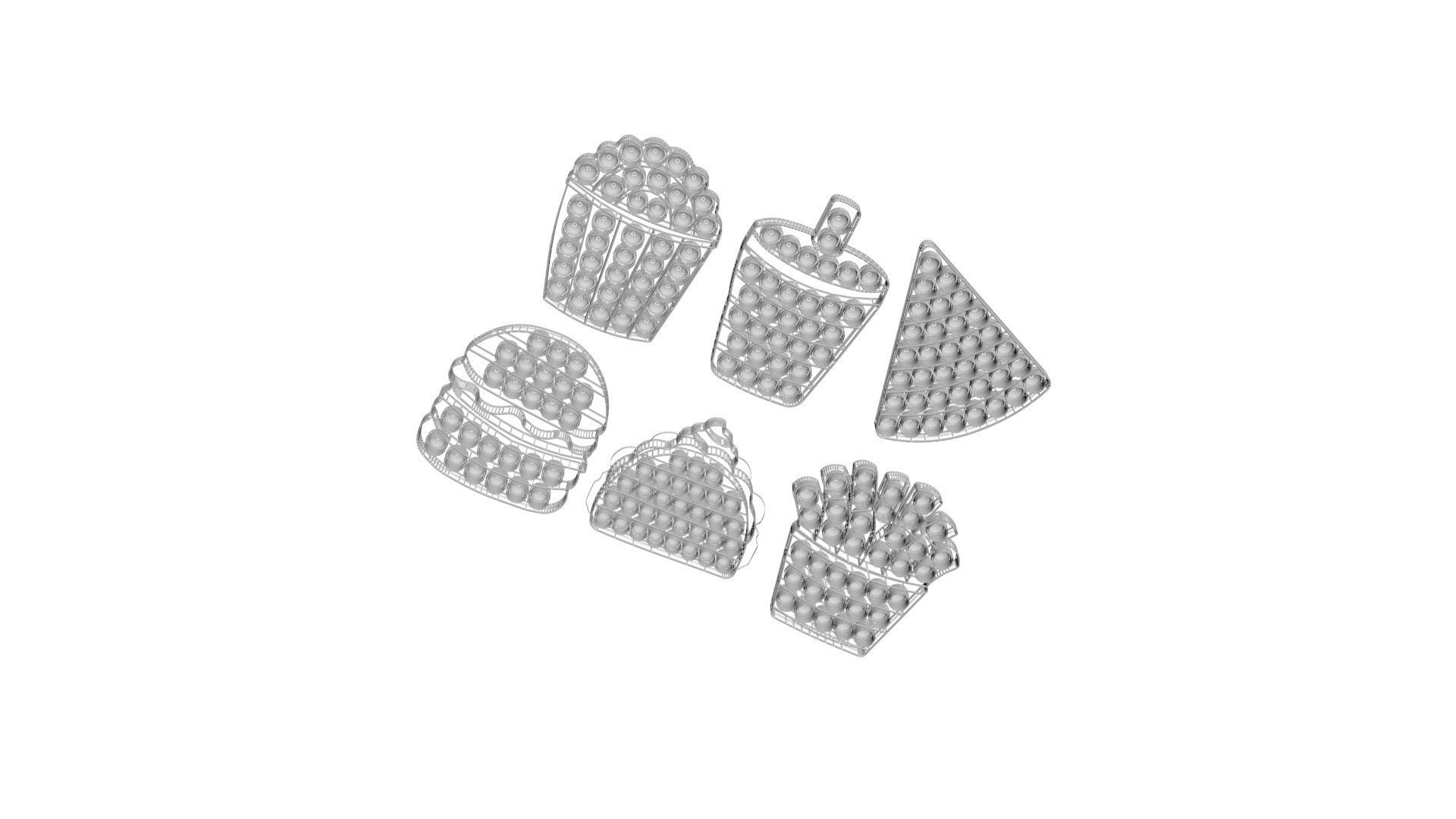 Fast Food Pop it Fidget Toys Set 3D model_16