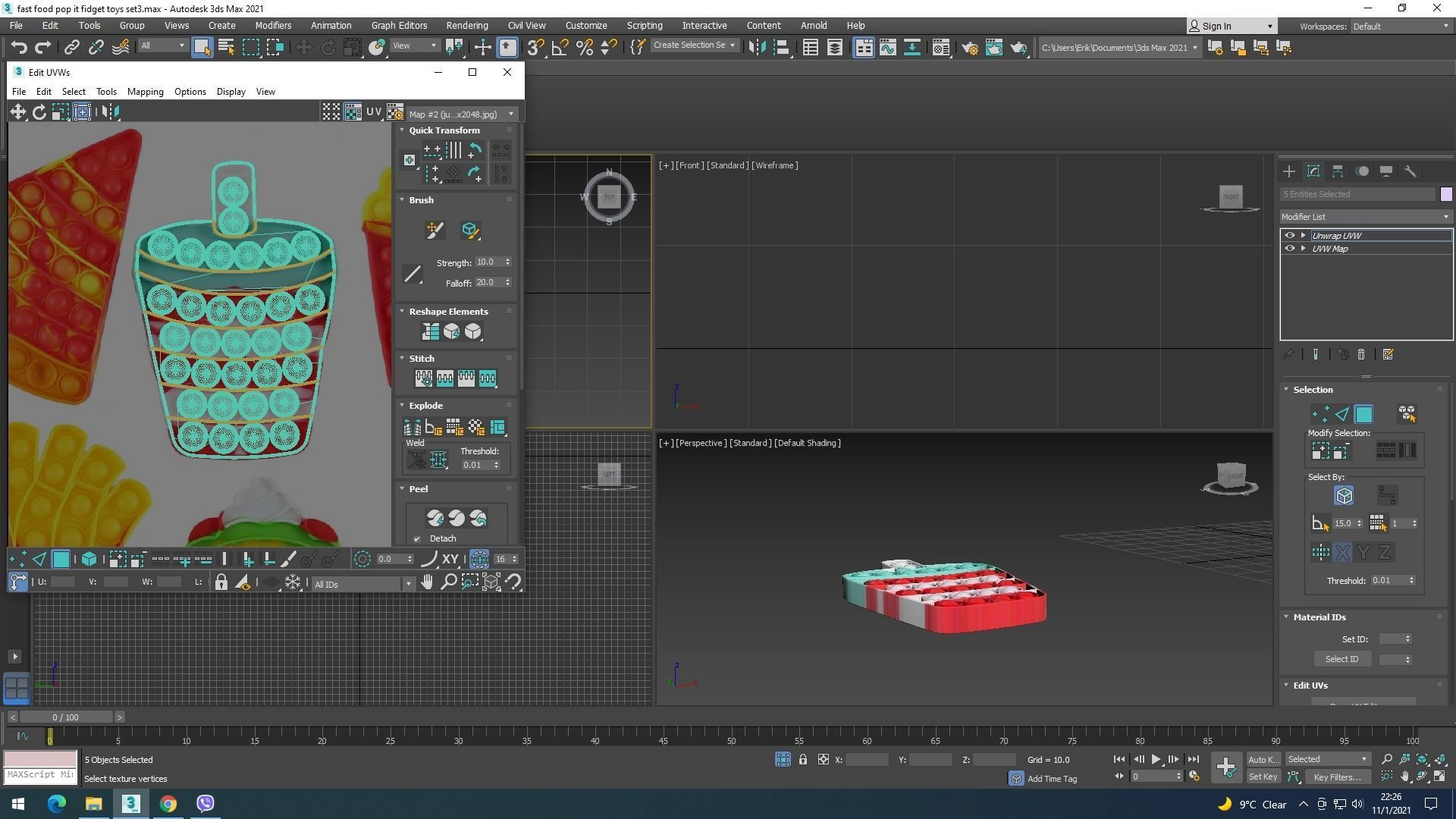 Fast Food Pop it Fidget Toys Set 3D model_23