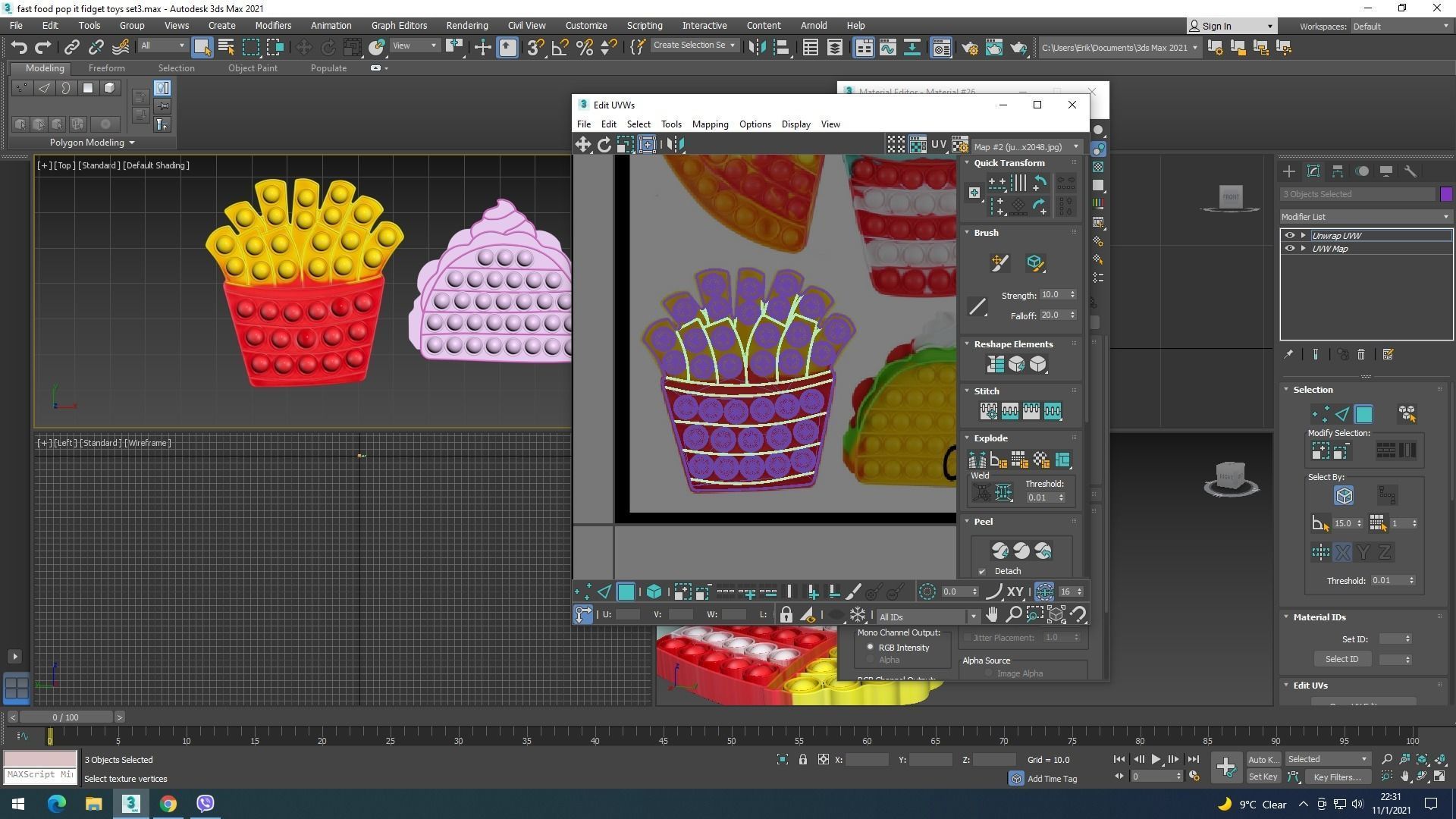 Fast Food Pop it Fidget Toys Set 3D model_27