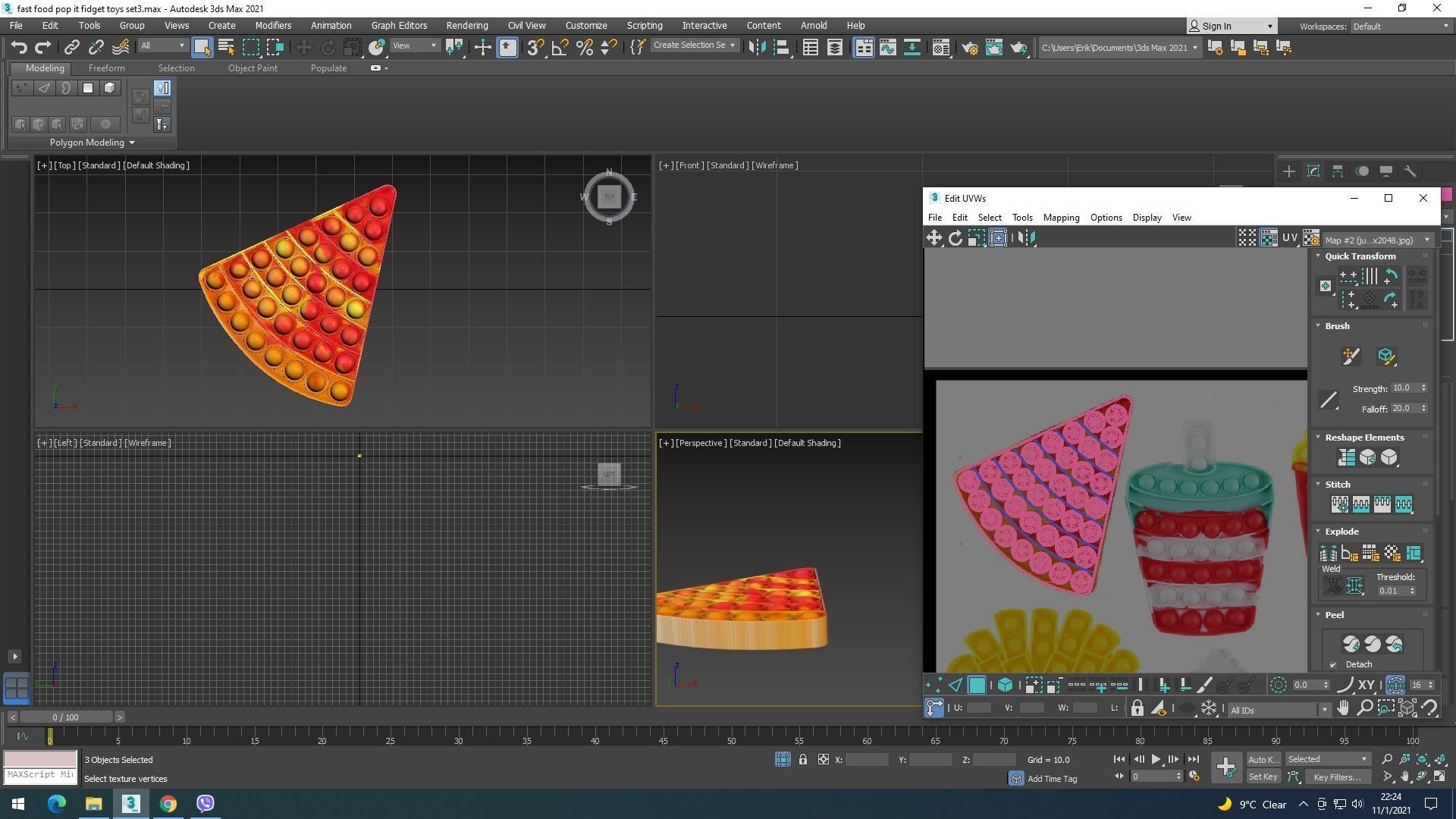 Fast Food Pop it Fidget Toys Set 3D model_21