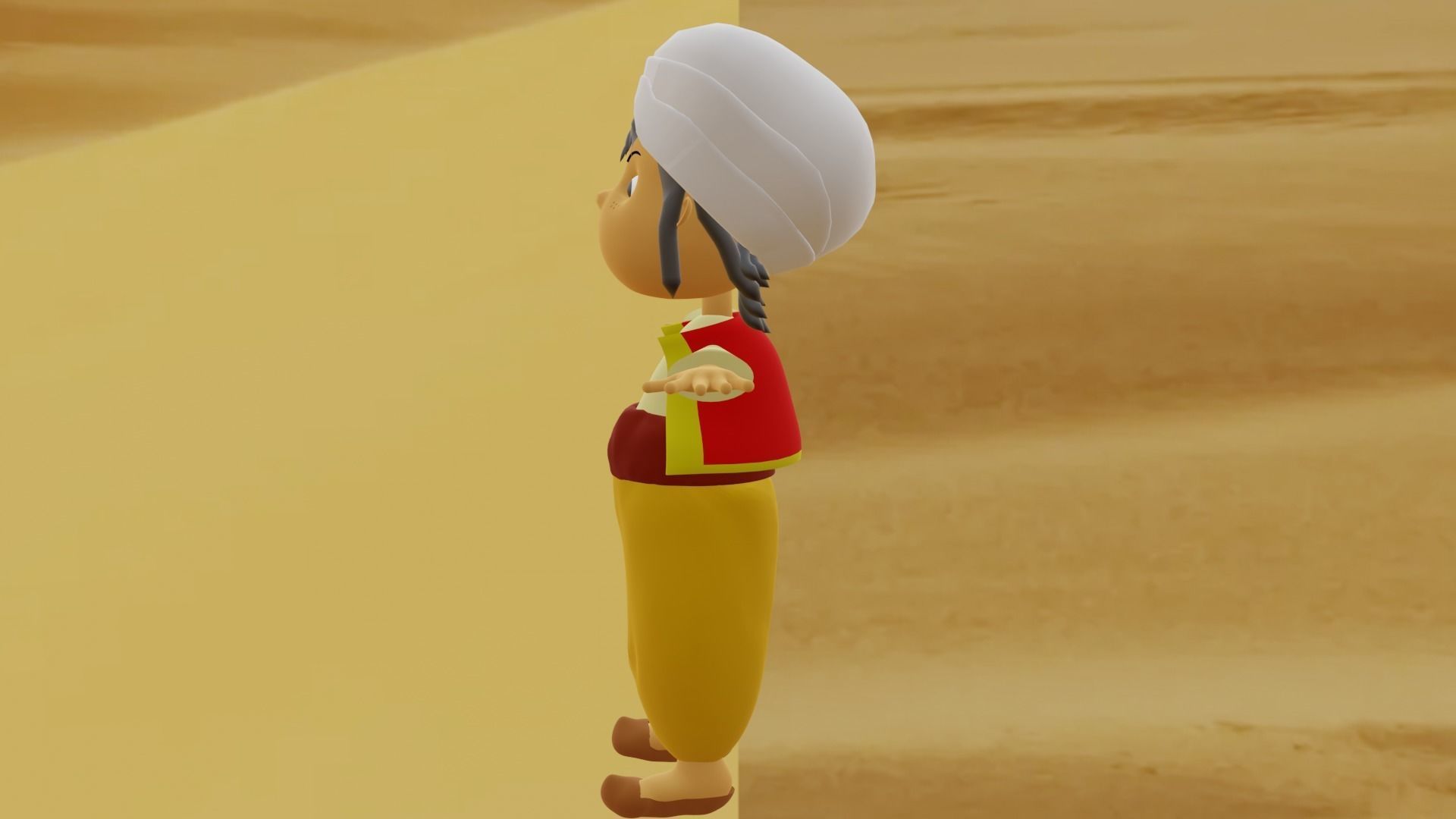 Sinbad cartoon character in desert 3D model_1