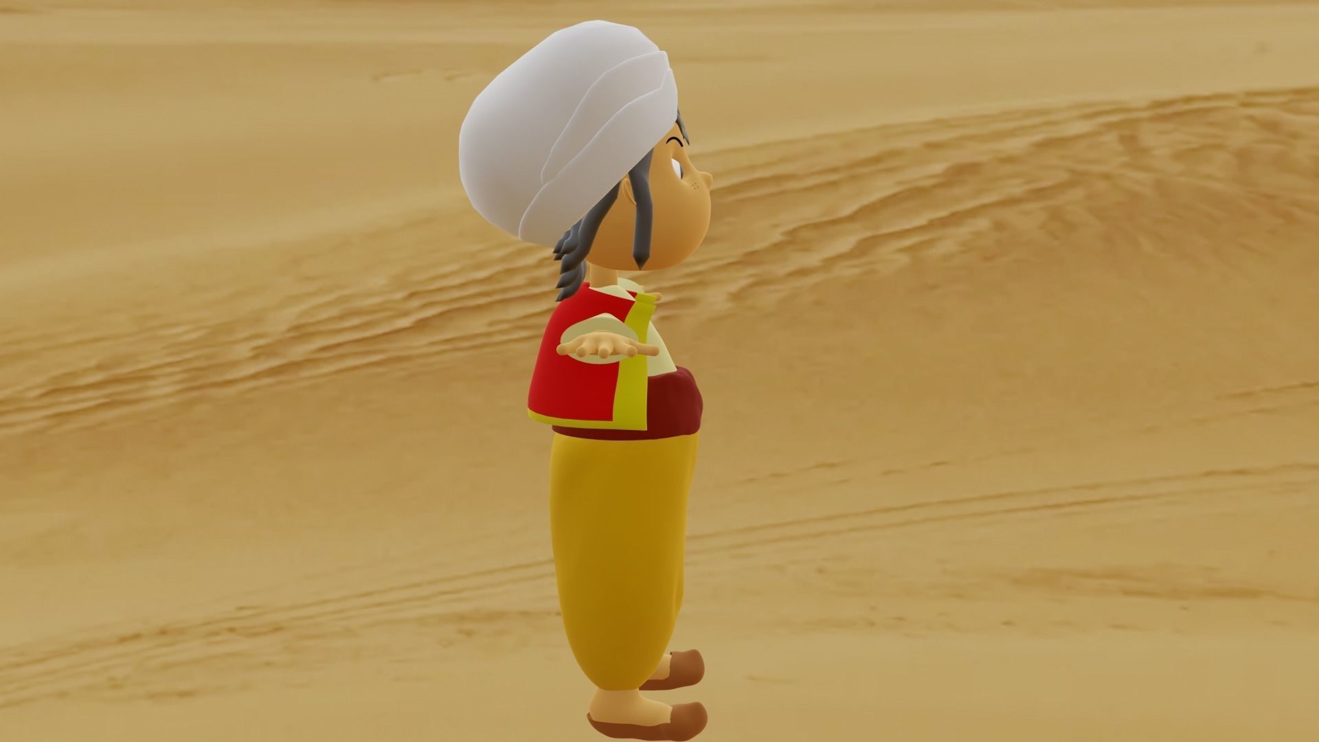 Sinbad cartoon character in desert 3D model_3