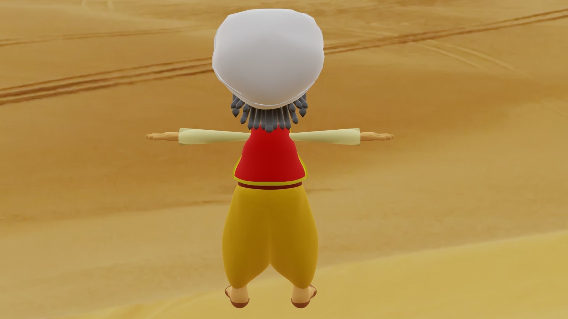 Sinbad cartoon character in desert 3D model_2