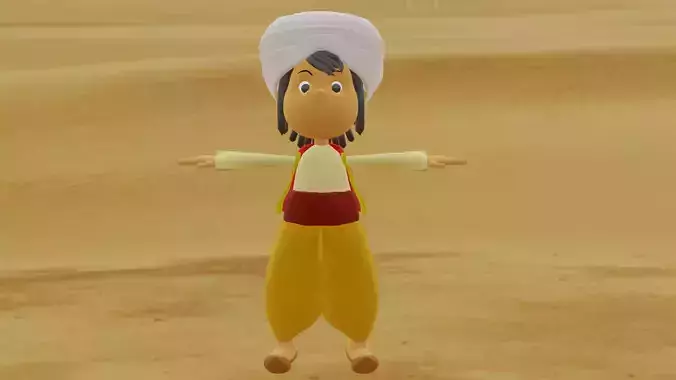 Sinbad cartoon character in desert 3D model