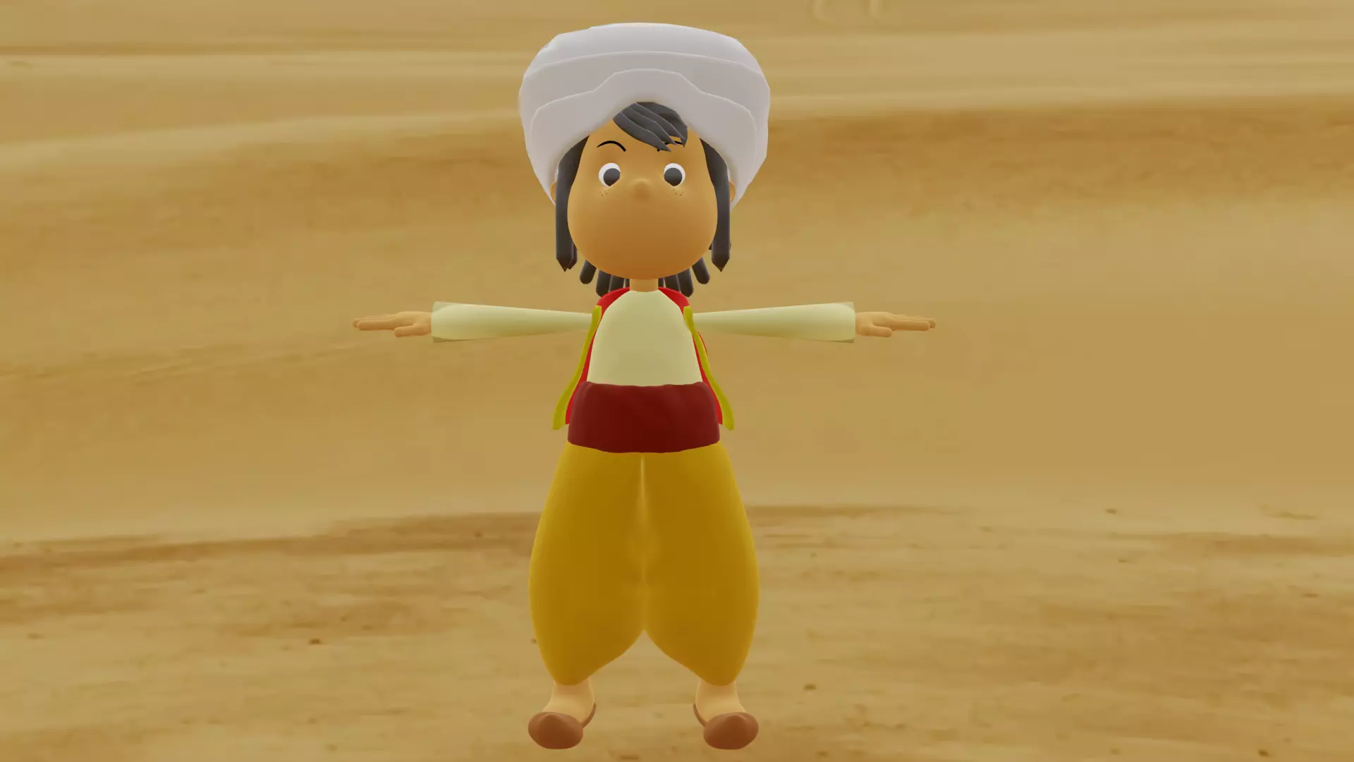 Sinbad cartoon character in desert 3D model_0