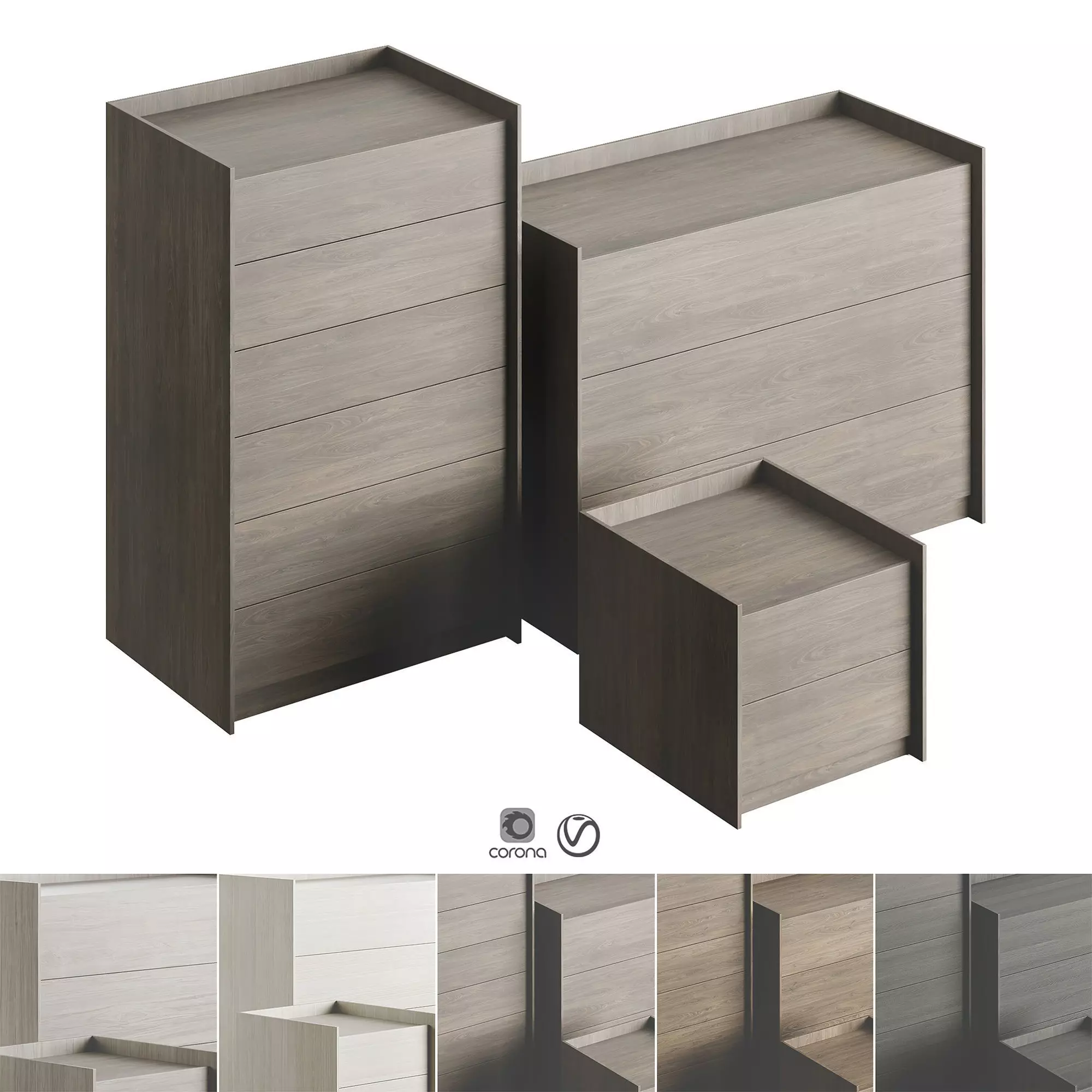 Laskasas Endy Tallboy Chest of Drawers 3D model_0