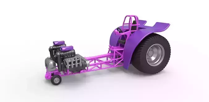 Pulling tractor 2 engines V8 Version 2 Scale 1 to 25