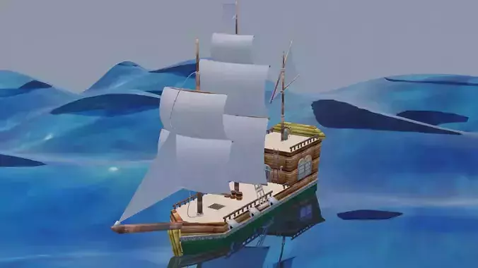 Pirate ship simple Free 3D model