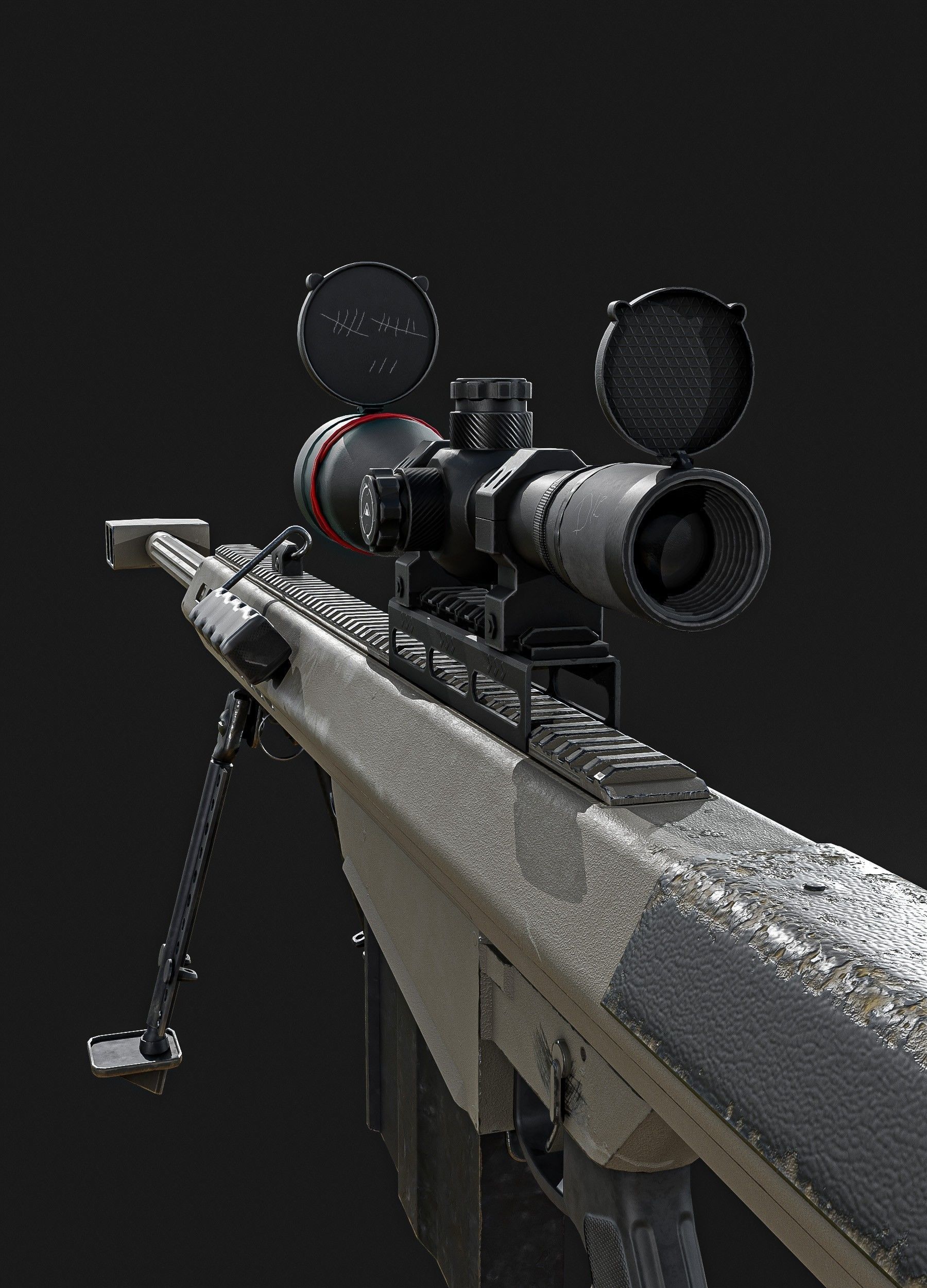 Barrett 50 Cal Sniper Rifle    Low-poly 3D model_2