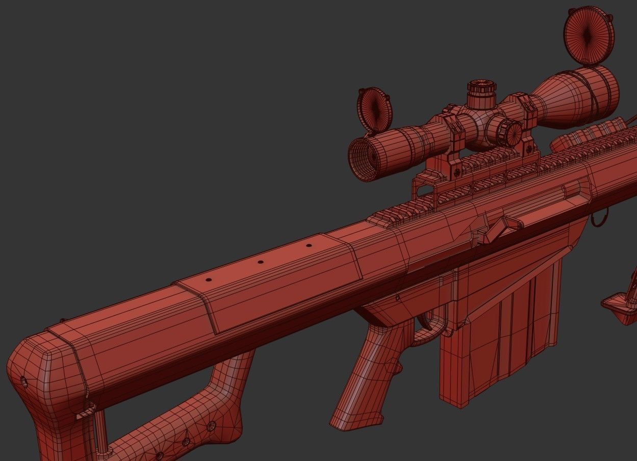 Barrett 50 Cal Sniper Rifle    Low-poly 3D model_22