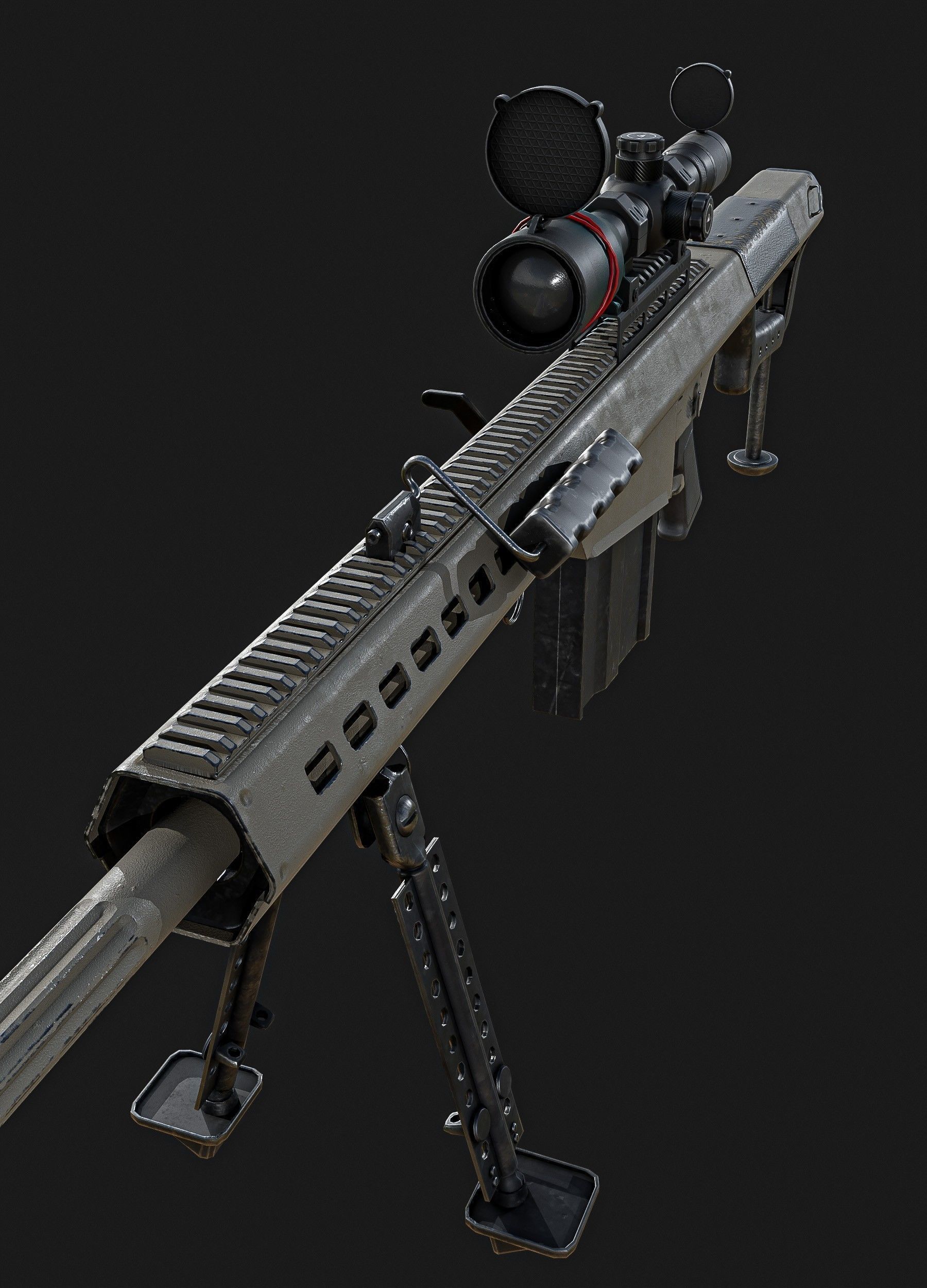 Barrett 50 Cal Sniper Rifle    Low-poly 3D model_12