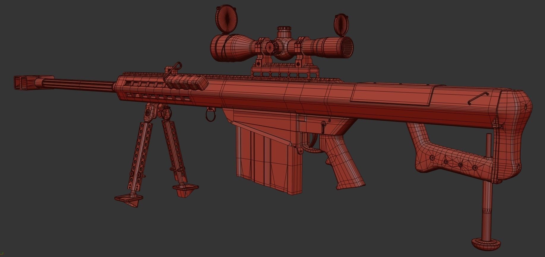 Barrett 50 Cal Sniper Rifle    Low-poly 3D model_20