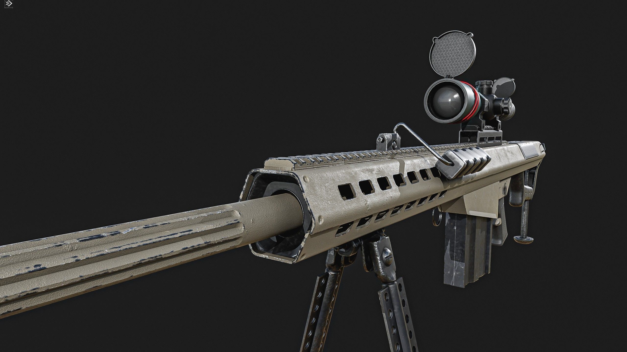 Barrett 50 Cal Sniper Rifle    Low-poly 3D model_10