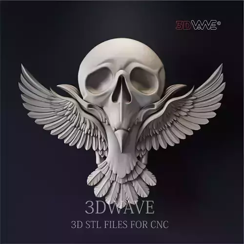RAVEN SKULL 3d stl files for CNC