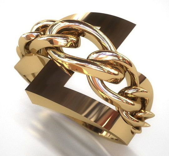 Gold chain ring 3D print model