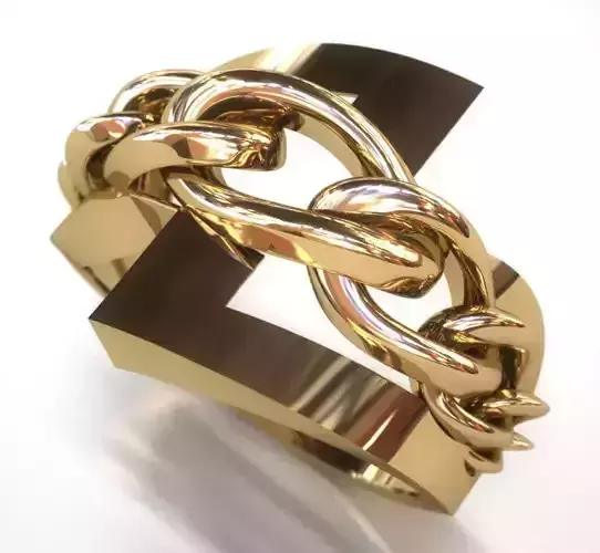 Gold chain ring 3D print model