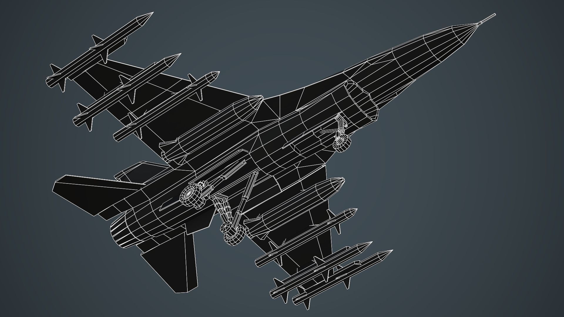 Stylized F-16 Falcon Low Poly Mobile Ready Low-poly 3D model_17