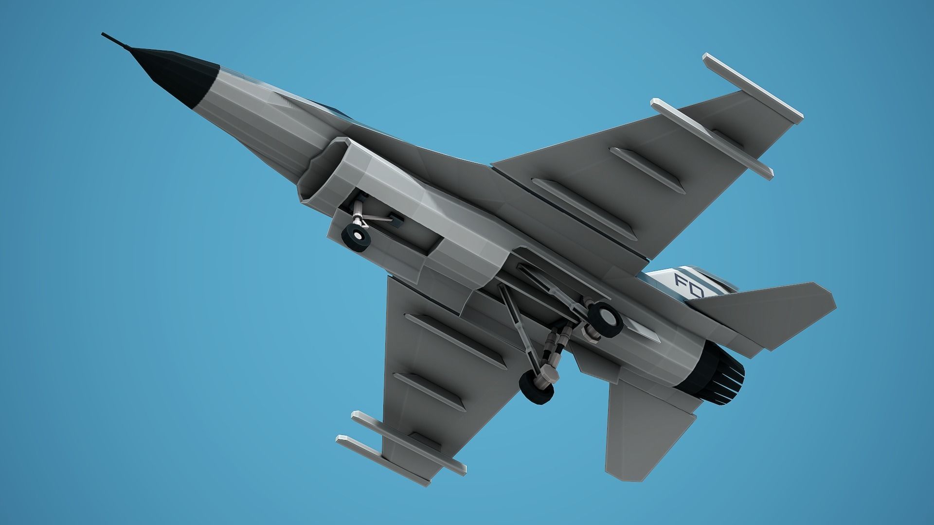 Stylized F-16 Falcon Low Poly Mobile Ready Low-poly 3D model_10