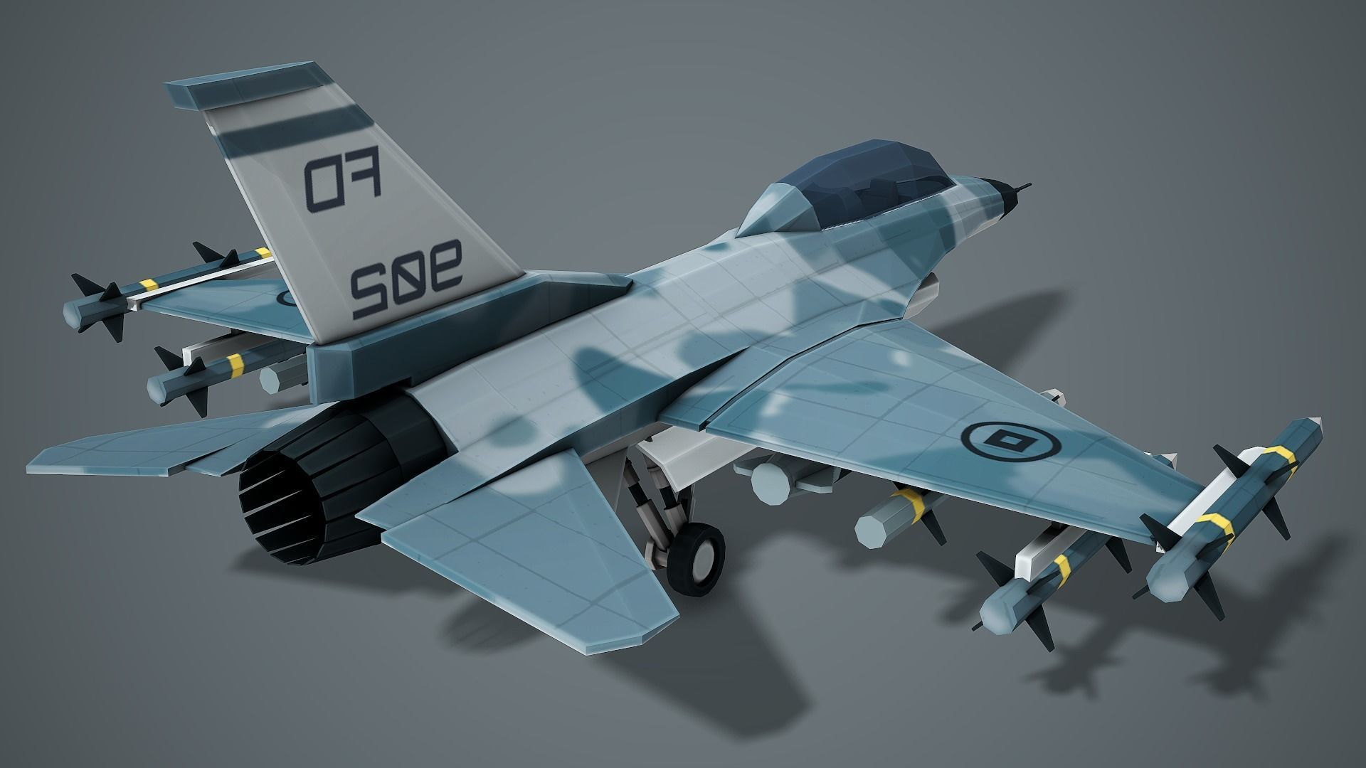 Stylized F-16 Falcon Low Poly Mobile Ready Low-poly 3D model_2