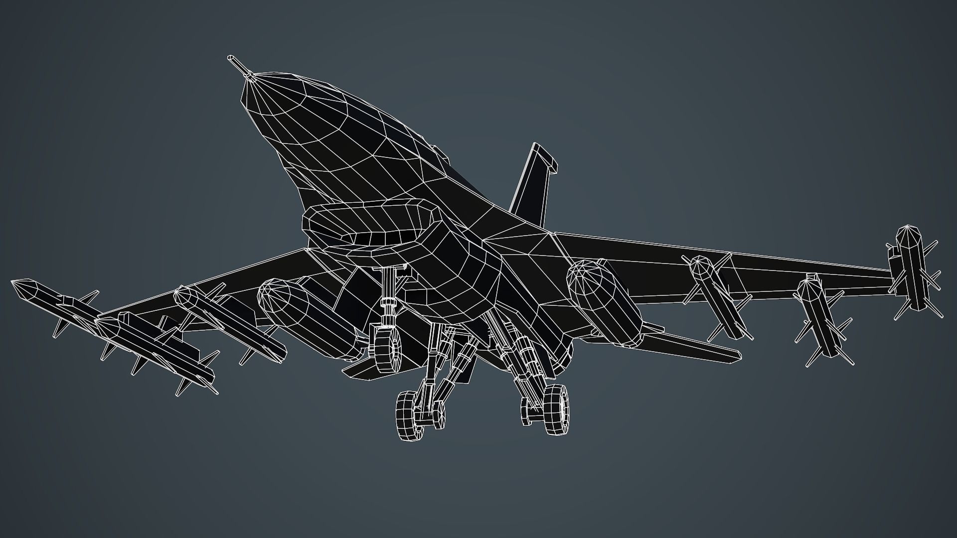 Stylized F-16 Falcon Low Poly Mobile Ready Low-poly 3D model_18