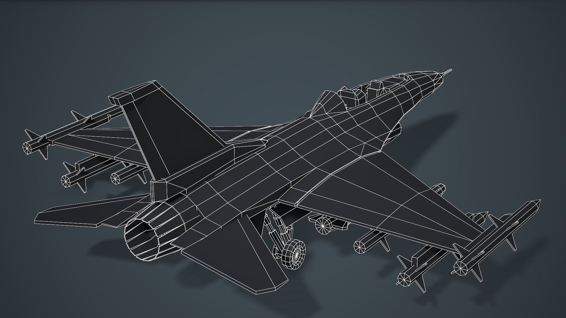 Stylized F-16 Falcon Low Poly Mobile Ready Low-poly 3D model_16